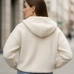 Shein Drop Shoulder Textured Half Button Closure Hoodie image 3