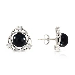 bhima jewels Women Sterling Silver Obsidian Glow Stud Earrings image 3