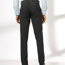 john players Men Slim Fit Low-Rise Flat-Front Trousers image 3