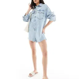 asos design Denim Short Jumpsuit image 3