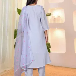 vaidehi fashion Women Embroidered A-Line Kurta Suit Set image 3