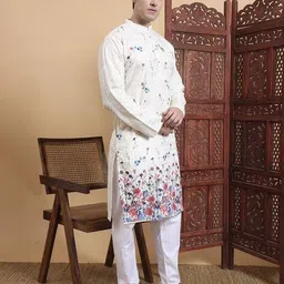 vivera Men Regular Fit Floral Long Kurta image 3