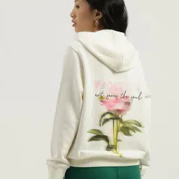 united colors of benetton Women Typographic Print Regular Fit Hoodie image 3
