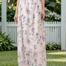 Shein Elasticated Waist Floral Print A-line Maxi Skirt-image-13