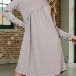 Shein Full Sleeves Diagonal Seam Mini A-line Dress-picture-11