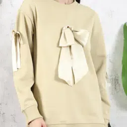 Shein Drop Shoulder Bow Detail Crew Sweatshirt-picture-33