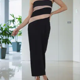 Shein Strapless Panel Mesh Detail Maxi Sheath Dress image 1