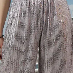 Shein Party Full Length Elasticated Waist Sequined Palazzo image 4