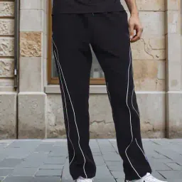 Shein Full Length Contrast Piping Straight Track Pants image 1