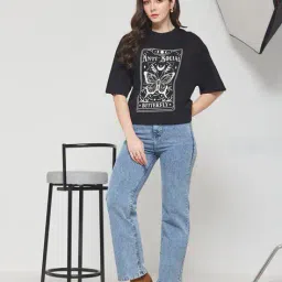 Shein Drop Shoulder Graphic Front Print Crew Tshirt image 4