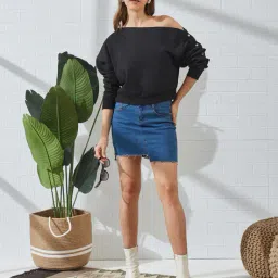 Shein Asymmetrical Neck Drop Shoulder Hoodie With Pocket image 4