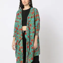 svrnaa by azorte Floral Print Flared Shrug image 4