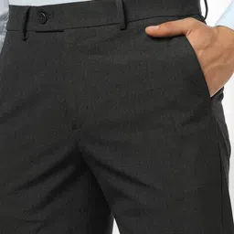 john players Men Slim Fit Low-Rise Flat-Front Trousers image 4