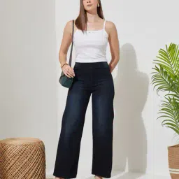 Shein High Rise Full Length Mid Wash Jeans image 4