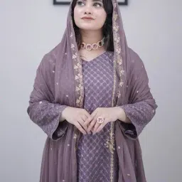 nyrika Women Embroidered Straight Kurta Set with Dupatta image 4