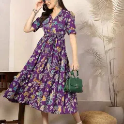 zwerlon x ag Women Floral Print Shirt Dress with Waist Tie-Up image 4