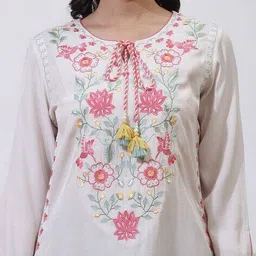 lakshita Women Embroidered No Darts A-Line Kurti image 4