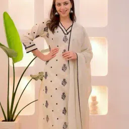 indie picks Embroidery Straight Kurta Set image 4