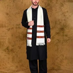 exotic india Men Striped Scarf with Tassels image 4