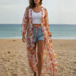 sera Women Floral Print Regular Fit Long Shrug image 4