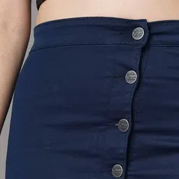 owen hart Women Button-Front A-Line Denim Skirt image 4