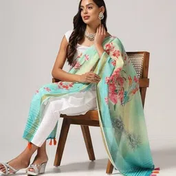 svaraa Women Digital Floral Print Dupatta image 4