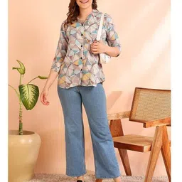 hiva trendz Women Geometric Print Regular Fit Shirt image 4