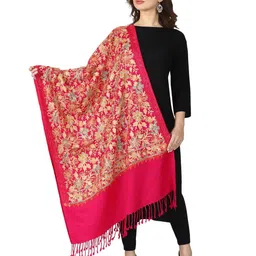 swi stylish Floral Embroidered Stole with Tassels image 5