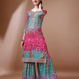 shewill Embroidered Straight Kurta Suit Set image 5