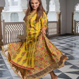 jaipur kurti Floral Print Straight Kurta Set image 5