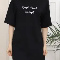 Shein Drop Shoulder Typographic Chest Print Night Shirt-image-11