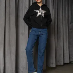 Shein Drop Shoulder Star Animal Chest Print Hoodie image 5