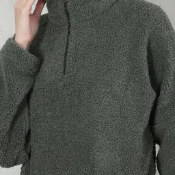 Shein Drop Shoulder High Neck Zipped Fleece Sweatshirt image 5