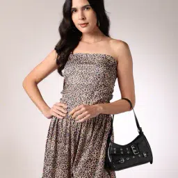 Shein Strapless Side Ruched Animal Print Playsuit image 5