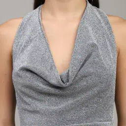 Shein Halter Cowl Neck Sleeveless Side Ruched Top image 5