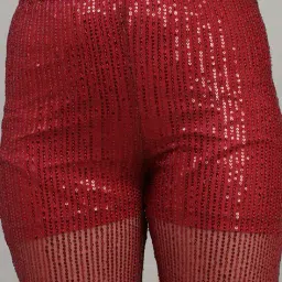 Shein Party High Rise Sequins Semi Sheer Boot Fit Pants image 5