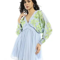 asos design Petite Batwing Pleated Mini Dress image 5