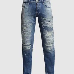 jack & jones Men Lightly Washed Distressed Slim Fit Jeans image 5