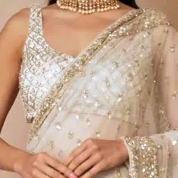 svaraa Women Embellishment Net Saree  image 5