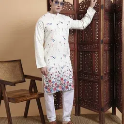 vivera Men Regular Fit Floral Long Kurta image 5