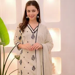 indie picks Embroidery Straight Kurta Set image 5