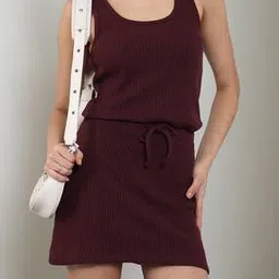 Shein Sleeveless Mini Sheath Dress With Waist Tie-Up-picture-50