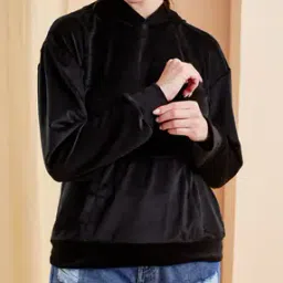 Shein Drop Shoulder Full Sleeve Hoodie With Kangaroo Pocket-image-27