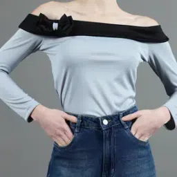 Shein Off Shoulder Full Sleeves Bodysuit With Bow-picture-35
