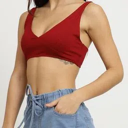 Shein Casual Slip-On V neck Micro crop Knit Top-image-6