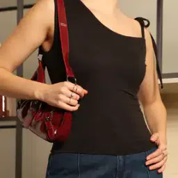 Shein Fitted Asymmetrical Neck One Shoulder Tie-Up Top-picture-42