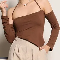 Shein Halter Neck Off Shoulder Full Sleeve Short Top-picture-50