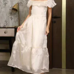 Shein Off Shoulder Ruffle Detail Maxi Fit & Flare Dress-picture-51