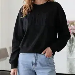 Shein Drop Shoulder Chest Typographic Embossed Sweatshirt-image-70