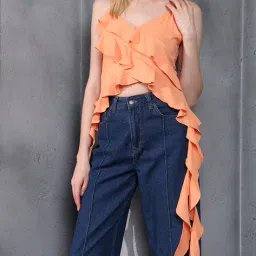 Shein Spaghetti Strap Layered Ruffled Fitted Short Top image 1